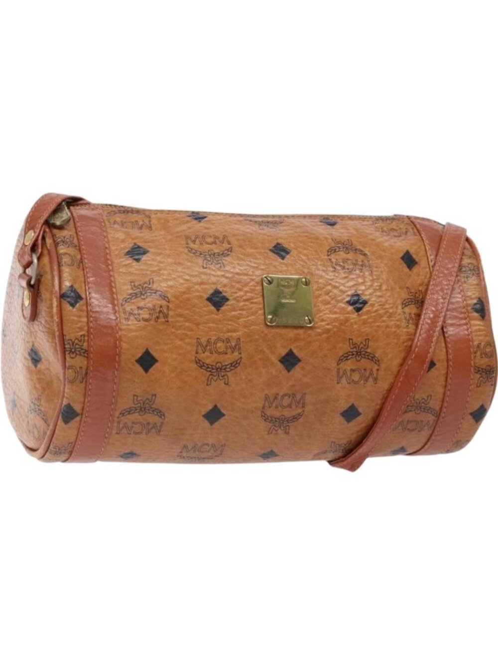 MCM Logogram Vicetos Shoulder Bag PVC Leather Brown Gold